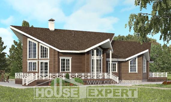 210-002-Л Проект двухэтажного дома мансардный этаж, простой загородный дом из дерева Рудный, House Expert