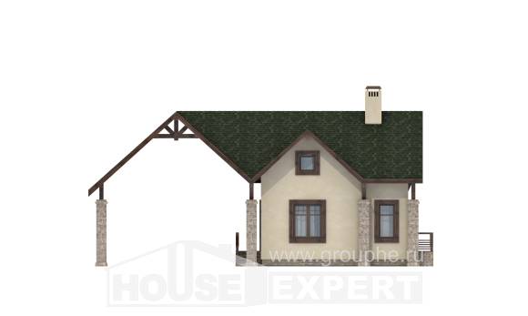 060-001-Л Проект двухэтажного дома мансардой и гаражом, скромный домик из керамзитобетонных блоков Костанай, House Expert