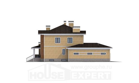 350-002-Л Проект трехэтажного дома и гаражом, современный коттедж из кирпича, Петропавловск