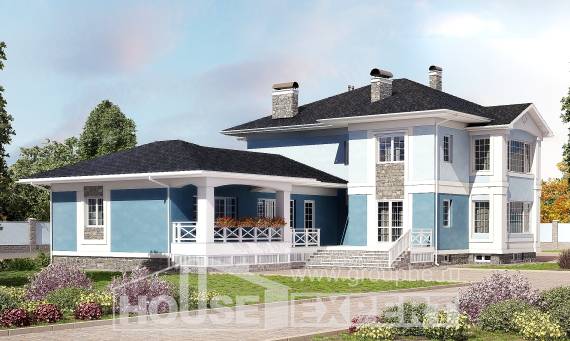 620-001-П Проект трехэтажного дома, гараж, классический домик из бризолита Караганда, House Expert