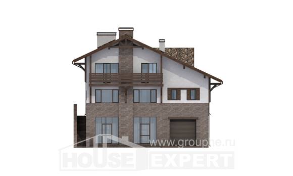 305-002-П Проект трехэтажного дома мансардой и гаражом, уютный коттедж из кирпича, Шымкент
