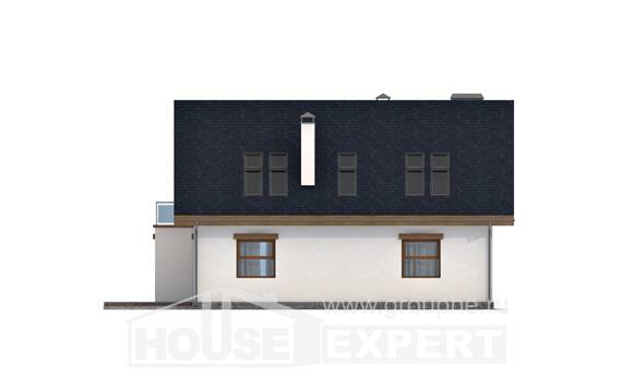 155-012-П Проект двухэтажного дома мансардный этаж, небольшой дом из арболита Уральск, House Expert