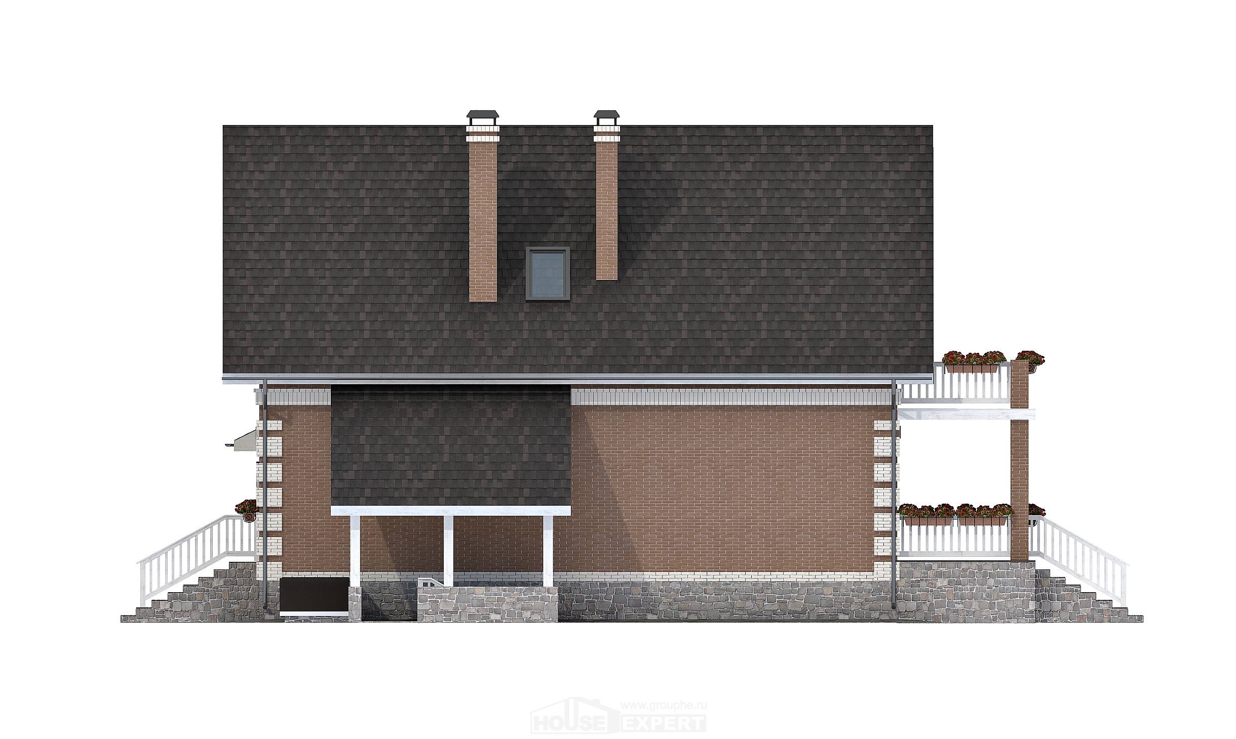 200-009-Л Проект трехэтажного дома с мансардой, гараж, уютный домик из бризолита, Темиртау