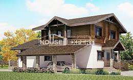 170-004-Л Проект двухэтажного дома мансардой и гаражом, классический коттедж из бризолита из дерева, Тараз