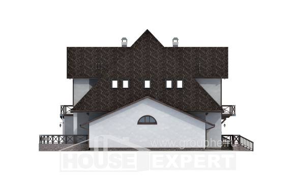 350-001-Л Проект двухэтажного дома мансардой, гараж, большой загородный дом из твинблока Тараз, House Expert
