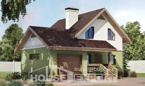 120-002-П Проект двухэтажного дома с мансардным этажом и гаражом, красивый коттедж из теплоблока, House Expert