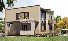 220-003-Л Проект двухэтажного дома и гаражом, современный загородный дом из бризолита, Шымкент
