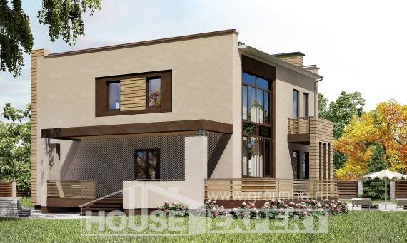 220-003-Л Проект двухэтажного дома, гараж, классический загородный дом из газобетона Талдыкорган, House Expert