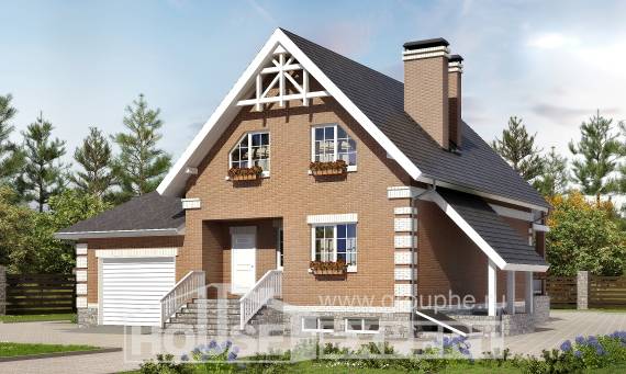 200-009-Л Проект трехэтажного дома с мансардой и гаражом, классический загородный дом из поризованных блоков, Актобе