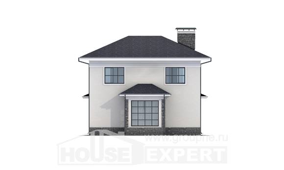 155-011-П Проект двухэтажного дома, бюджетный загородный дом из поризованных блоков Алма-Ата, House Expert