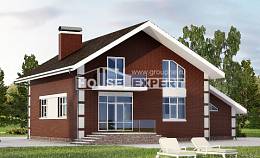 180-001-Л Проект двухэтажного дома мансардный этаж и гаражом, простой загородный дом из блока, Экибастуз