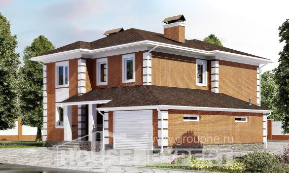 220-004-Л Проект двухэтажного дома и гаражом, красивый дом из кирпича Караганда, House Expert