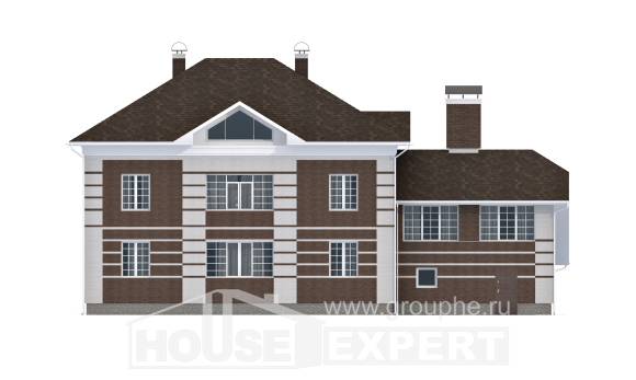 505-002-Л Проект трехэтажного дома и гаражом, просторный загородный дом из кирпича Алма-Ата, House Expert