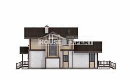 190-004-П Проект двухэтажного дома с мансардой, гараж, современный домик из керамзитобетонных блоков из бревен, Караганда
