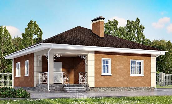 100-001-Л Проект одноэтажного дома, бюджетный загородный дом из теплоблока, Темиртау