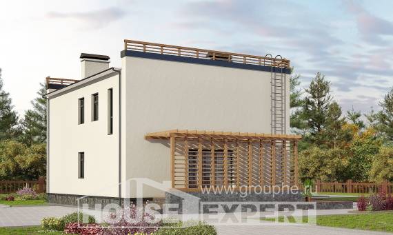 215-002-Л Проект двухэтажного дома, современный коттедж из газобетона Петропавловск, House Expert