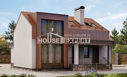 120-004-Л Проект двухэтажного дома с мансардой, небольшой загородный дом из арболита Тараз, House Expert