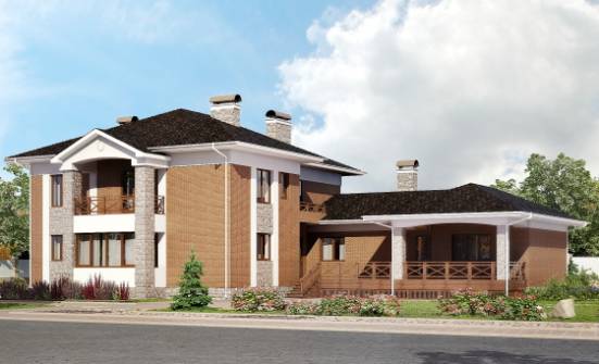520-002-Л Проект трехэтажного дома и гаражом, просторный дом из арболита Шымкент | Проекты домов от House Expert