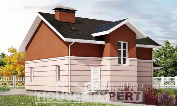 155-009-Л Проект двухэтажного дома с мансардой, бюджетный загородный дом из теплоблока, Кокшетау