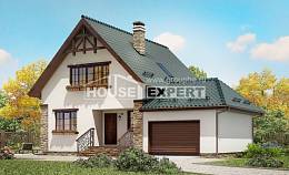 160-005-П Проект двухэтажного дома и гаражом, современный дом из бризолита, House Expert