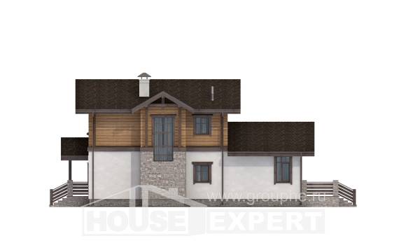 170-004-Л Проект двухэтажного дома мансардный этаж и гаражом, уютный дом из газобетона из дерева, Тараз