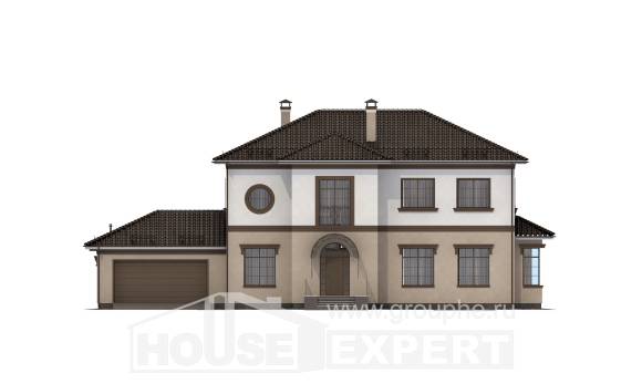 290-004-Л Проект двухэтажного дома и гаражом, уютный загородный дом из кирпича, Талдыкорган
