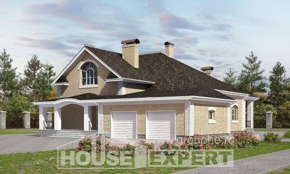 290-001-П Проект двухэтажного дома с мансардой и гаражом, красивый дом из кирпича, Караганда