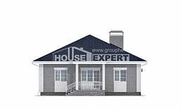 130-002-П Проект одноэтажного дома и гаражом, простой загородный дом из поризованных блоков Семей, House Expert