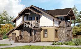 180-011-Л Проект двухэтажного дома с мансардным этажом и гаражом, уютный домик из твинблока, Атырау
