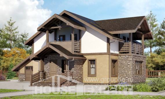 180-011-Л Проект двухэтажного дома с мансардным этажом и гаражом, уютный домик из твинблока, Атырау