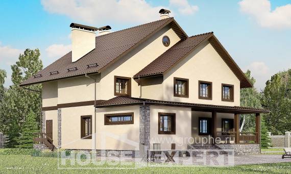265-003-Л Проект двухэтажного дома, большой домик из газосиликатных блоков, Караганда