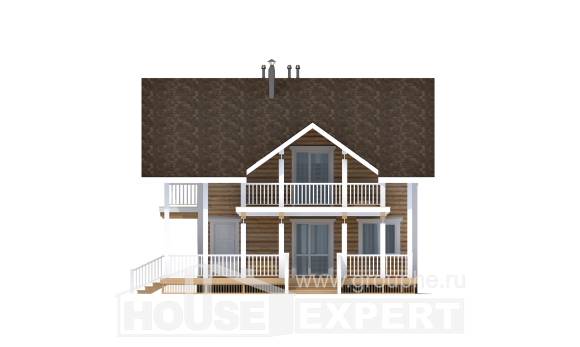 130-001-П Проект двухэтажного дома мансардный этаж, компактный домик из дерева Уральск, House Expert