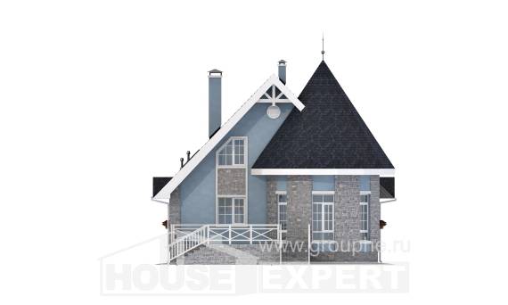170-003-П Проект двухэтажного дома с мансардным этажом, небольшой домик из керамзитобетонных блоков Рудный, House Expert
