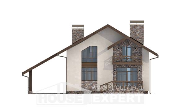 155-007-П Проект двухэтажного дома, гараж, уютный домик из пеноблока, House Expert