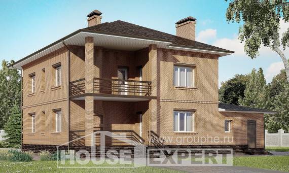 245-003-Л Проект двухэтажного дома и гаражом, уютный домик из кирпича Семей, House Expert