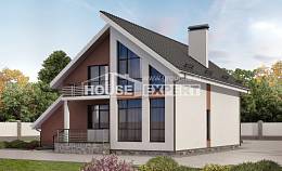 200-007-П Проект двухэтажного дома с мансардой, гараж, классический домик из бризолита, House Expert