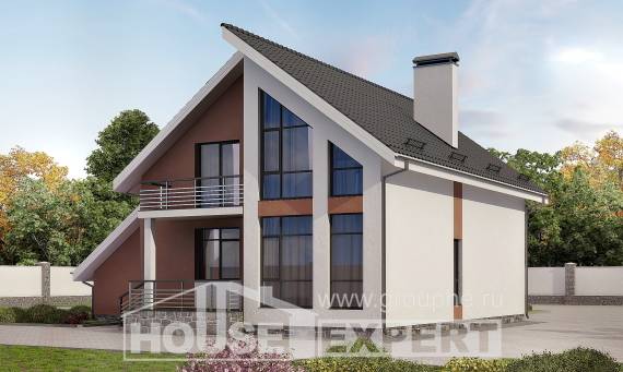 200-007-П Проект двухэтажного дома мансардой и гаражом, современный дом из арболита, Талдыкорган