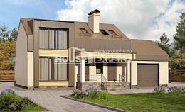 150-015-Л Проект двухэтажного дома с мансардным этажом и гаражом, скромный коттедж из твинблока Экибастуз, House Expert