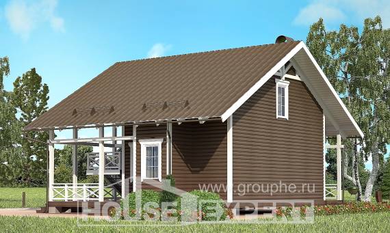 080-001-П Проект двухэтажного дома мансардой, классический загородный дом из бревен, Петропавловск