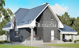 125-002-Л Проект двухэтажного дома с мансардным этажом и гаражом, небольшой домик из пеноблока Семей, House Expert