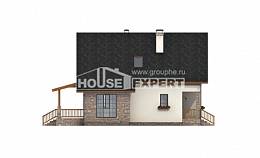 140-001-Л Проект двухэтажного дома с мансардным этажом, классический загородный дом из газосиликатных блоков Шымкент, House Expert