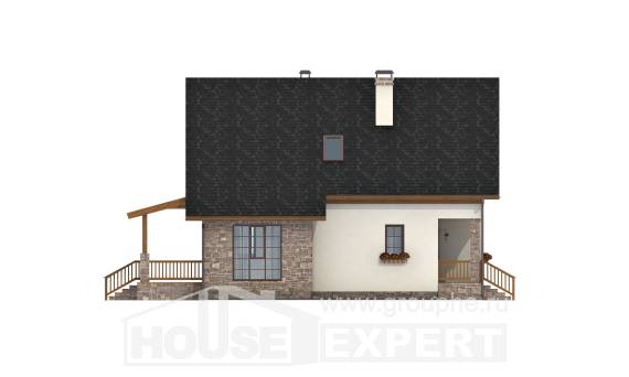 140-001-Л Проект двухэтажного дома мансардный этаж, компактный загородный дом из бризолита Туркестан, House Expert
