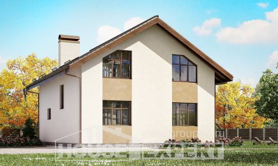 170-002-П Проект двухэтажного дома с мансардой, компактный дом из теплоблока, Караганда