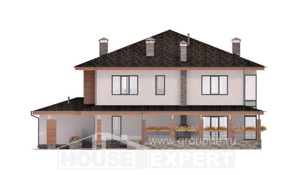305-001-П Проект двухэтажного дома и гаражом, огромный загородный дом из бризолита Астана, House Expert