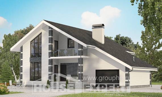 180-001-П Проект двухэтажного дома мансардой, гараж, бюджетный дом из бризолита Шымкент, House Expert