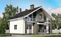 150-005-Л Проект двухэтажного дома мансардой, бюджетный домик из арболита Семей, House Expert