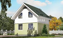 070-001-П Проект двухэтажного дома с мансардой, махонький домик из арболита Актау, House Expert