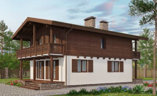 150-016-Л Проект двухэтажного дома с мансардой, простой загородный дом из пеноблока Павлодар | Проекты домов от House Expert