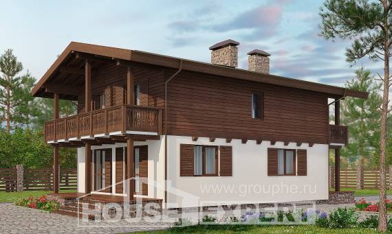 150-016-Л Проект двухэтажного дома с мансардным этажом, классический загородный дом из блока Туркестан, House Expert