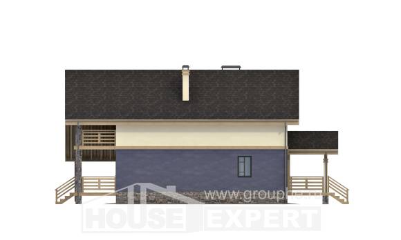 160-010-П Проект двухэтажного дома мансардой, недорогой дом из газобетона Туркестан, House Expert